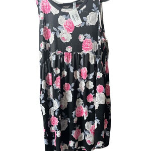 NWT Honey Me Floral Sleeveless  Dress - Black, Pink, White